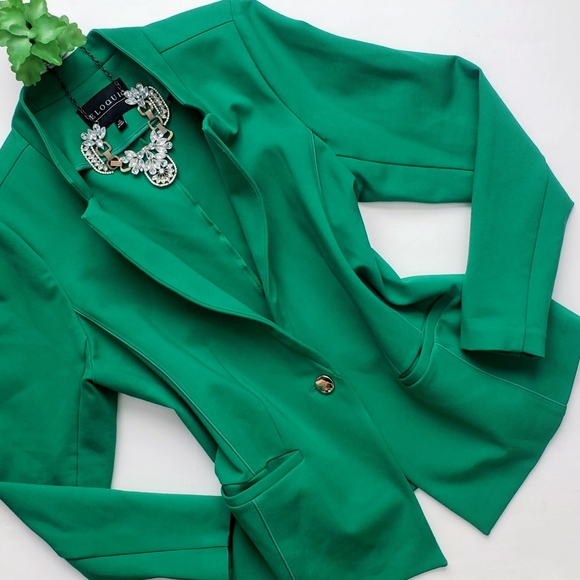 Eloquii Jackets & Blazers - Eloquii The Ultimate Suit Blazer One Button Emerald Green Ponte Knit Size 14